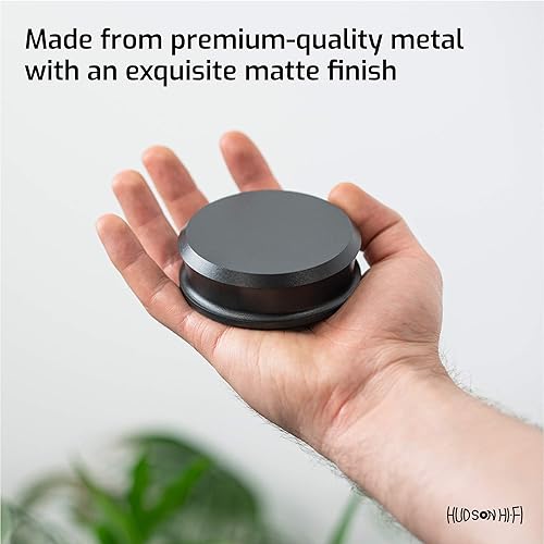 Miniatura 3 de Hudson Hi-Fi SmallBen - Estabilizador de peso con almohadilla protectora de cuero, peso de vinilo de 9 onzas, estabilizador LP duradero y elegante,