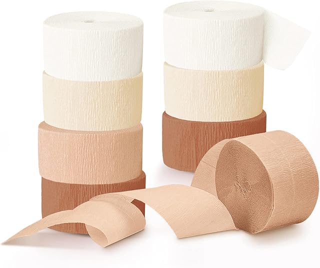 NICROHOME Wedding Party Decorations, 8 Rolls Ivory White Crepe Paper Streamers for Bridal Shower, Bachelorette, Birthday, Baby Shower, Party Ideas Decor, 82 ft
