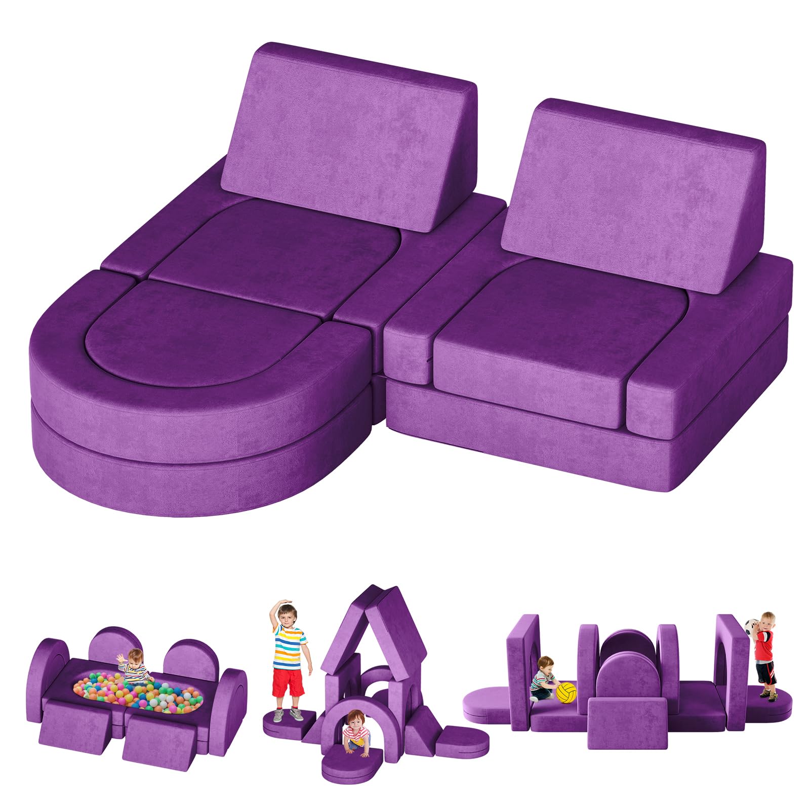 DEYGIA Kids Couch, 12PCS Modular Kids Play Couch with 4