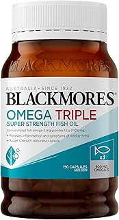 Blackmores Omega Triple Super Strength Fish Oil | Relieves Inflammation & Symptoms of Mild Arthritis| 150 Capsules