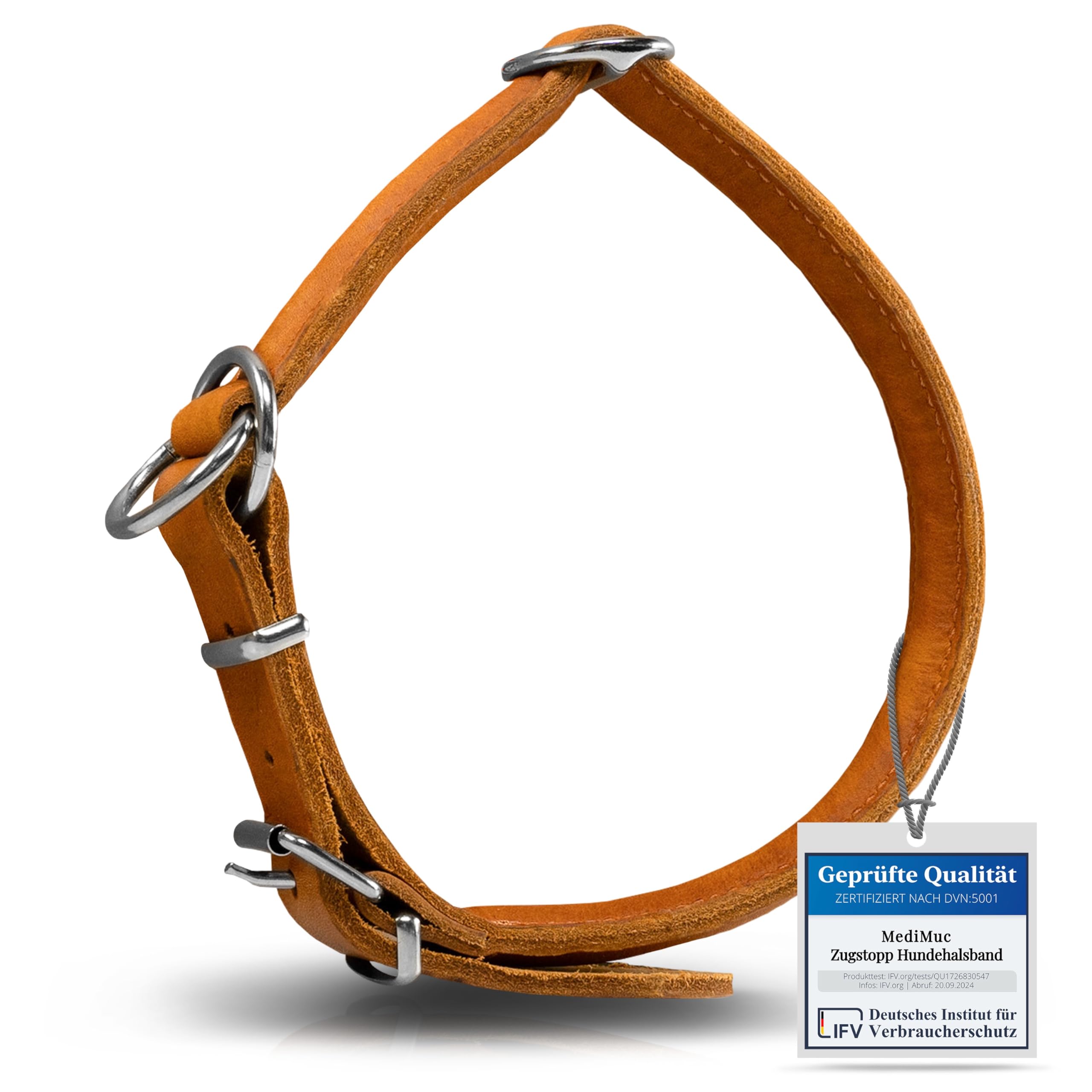 Collier Rond et Doux pour Chien Cognac, Taille S – 45 cm avec Noyau en Plastique intégré