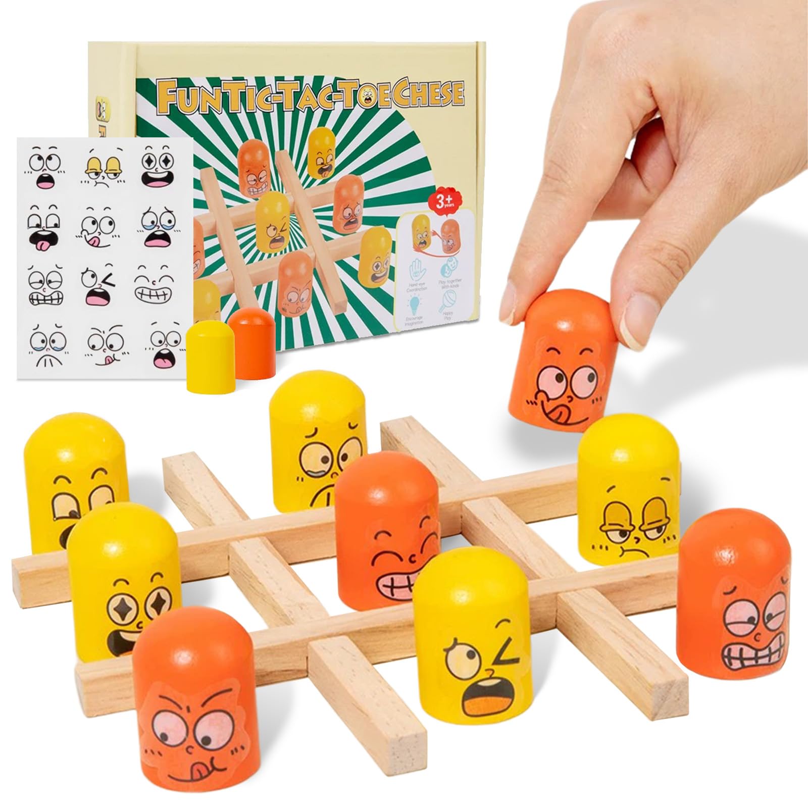GYHWOFUL Tic Tac Toe, Wooden Games, Tik Tak Toe Game, 2 Players Interactive Table Games, Parents Child Interaction Children's Games, Classic Family Board Game