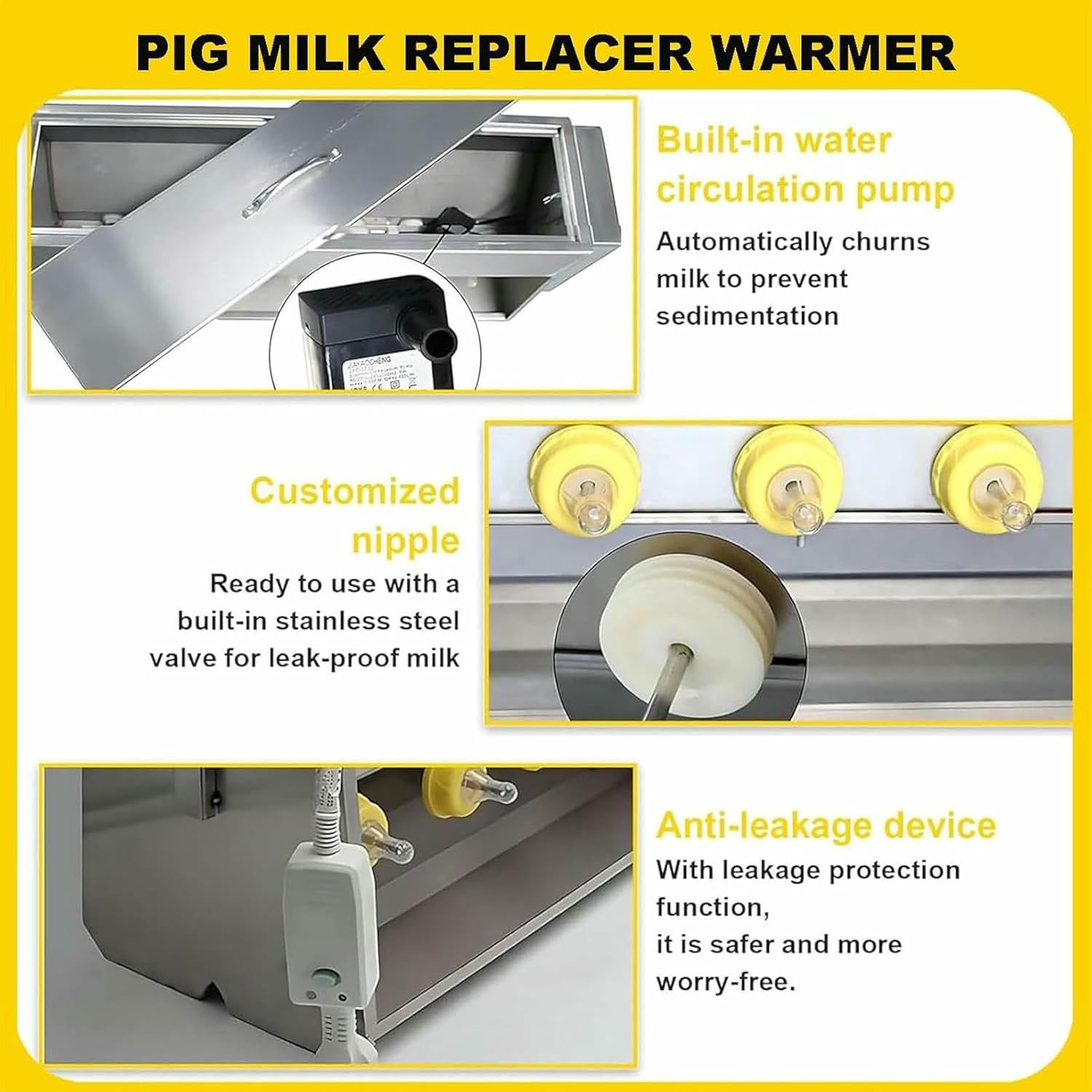 Piglet Nursing Bottle, Piglet Feeder with Sound Source, Piglet Care Station, Stainless Steel Piglet Feeder, for Piglets, Lambs, Farms and Pastures