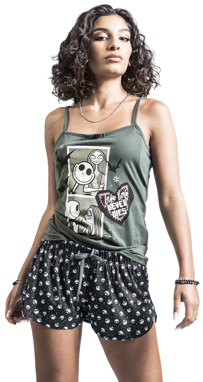 Pesadilla Antes De Navidad Comic Mujer Pijama negro/gris 100% algodón
