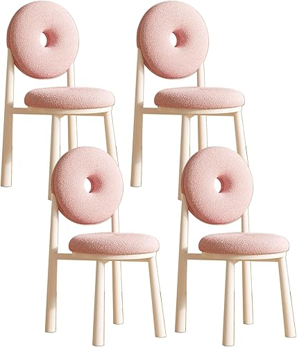 Miniatura 55 de JKGHK Donut Dining Chairs, Upholstered Kitchen Chairs with Back, Armless Living Room Chair with Metal Legs, Plush Accent Chair for Bedroom, Balcony,