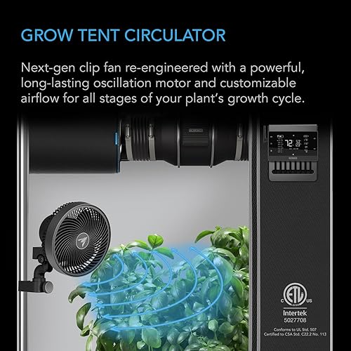 Miniatura 2 de AC Infinity CLOUDRAY S6, ventilador de clip para tienda de campaña de cultivo de 6 pulgadas con 10 velocidades, motor EC, resistente a la intemperie