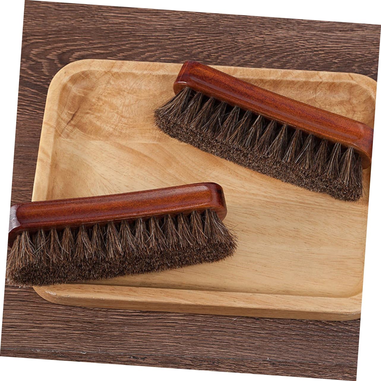 GALPADA 4 Set Spazzola in Crine Di Cavallo Per Scarpe Lucido Da Scarpe Marrone Pulitore Per Spray Deodorante Per Polacco Kit Spazzola Da Sneaker Di Legno 2 Pezzi*4