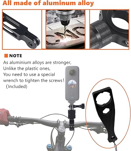 Miniatura 5 de Soporte de cámara de rotación de 360 grados para Gopro, montaje de manillar de bicicleta de aluminio con barra de extensión para cámaras de acción