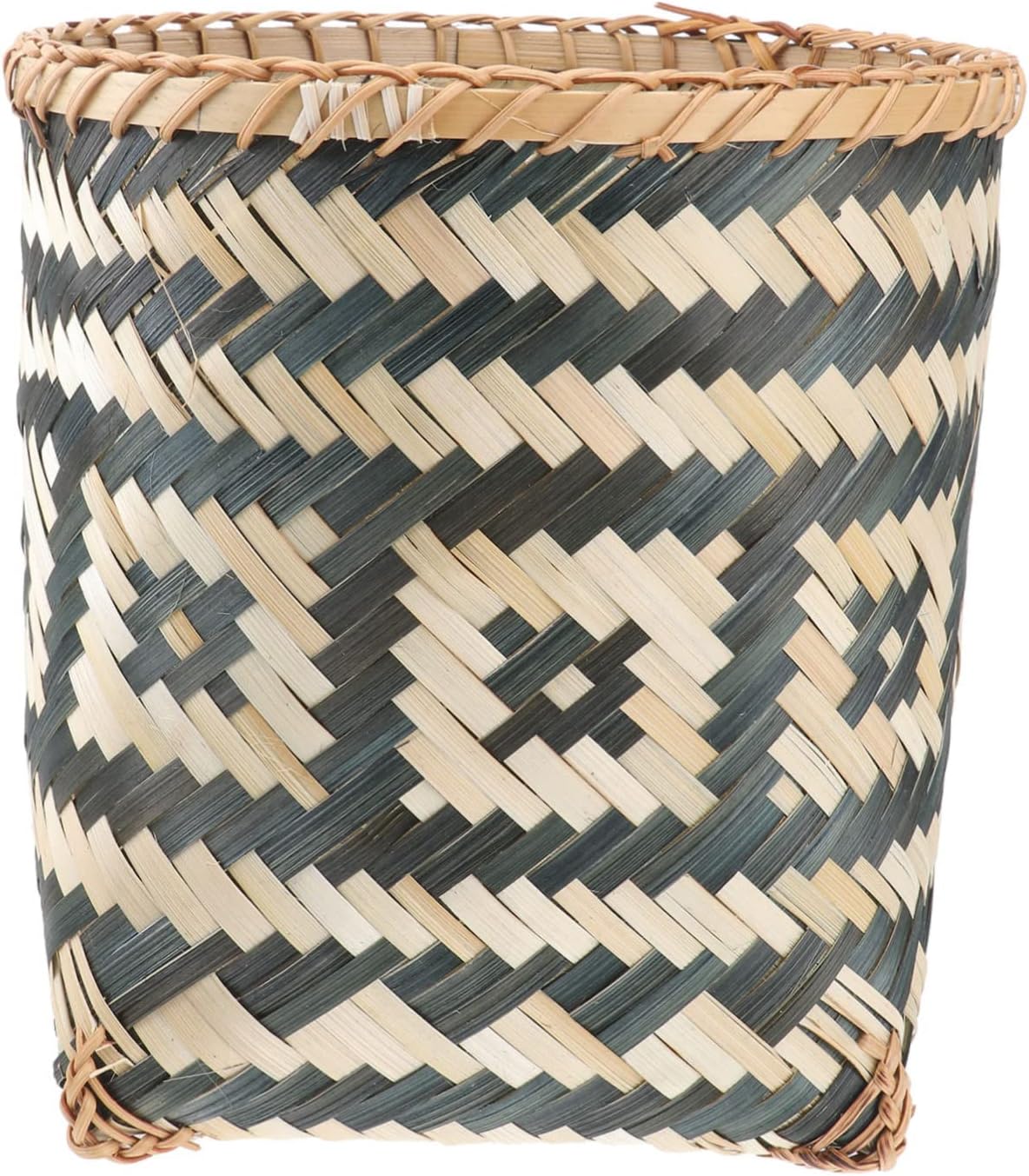 Ciieeo Bamboo Woven Trash Basket Lid Storage Container for Household Waste Vintage Decorative Waste Bin for Living Room and Office Organization Random Style