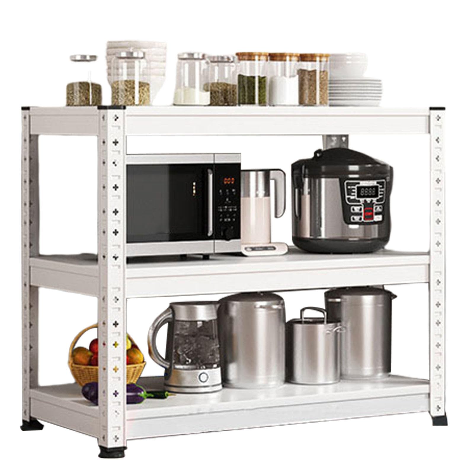 Scaffale da cucina a 3 ripiani in metallo, bianco, altezza 80 cm x larghezza 40 cm, scaffale utile per casa, ufficio, dispensa