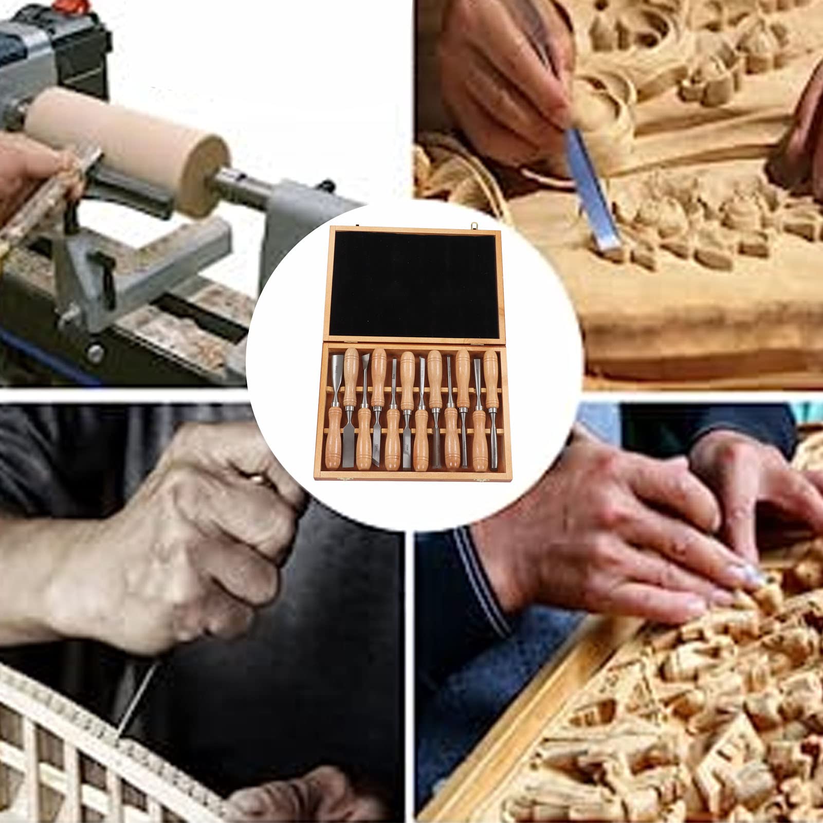Set Di Scalpelli Professionali Per La Lavorazione Del Legno 12 Pezzi In Acciaio Ad Alto Tenore Di Carbonio Con Manico In Faggio Lucido Strumenti Durevoli E Affilati Per Int