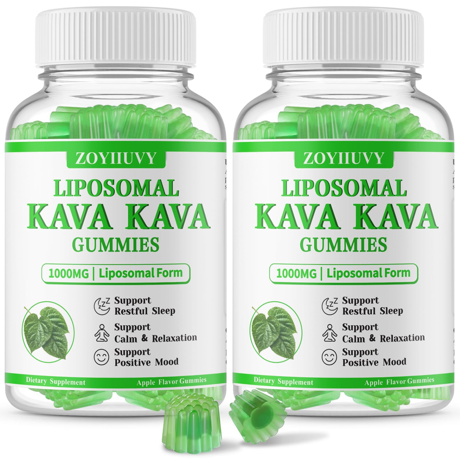 2 Pack Liposomal Kava Kava Gummies 1000mg, Calm, Relaxation & Sleep, 120 Ct 60 Count (Pack of 2)