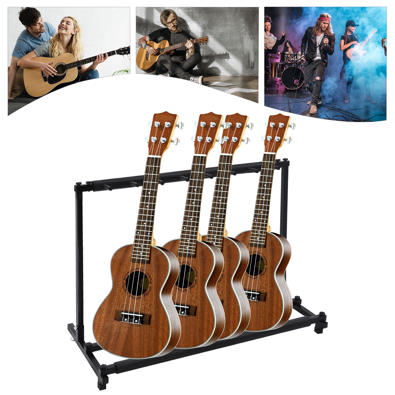 Soporte plegable para guitarras acústicas, guitarras eléctricas, bajos, 7 posiciones