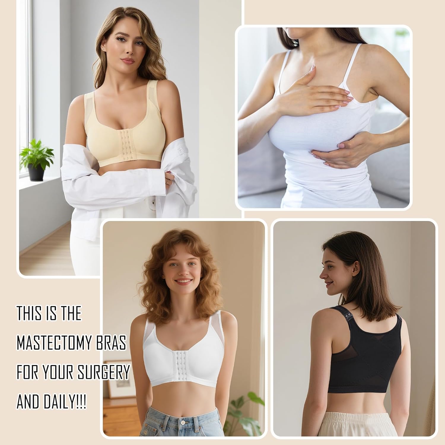 JOYSHAPER Bra for Women Front Closure Post Surgery Bras Mastectomy Surgical Support Wireless Full Coverage Bra - Image 4