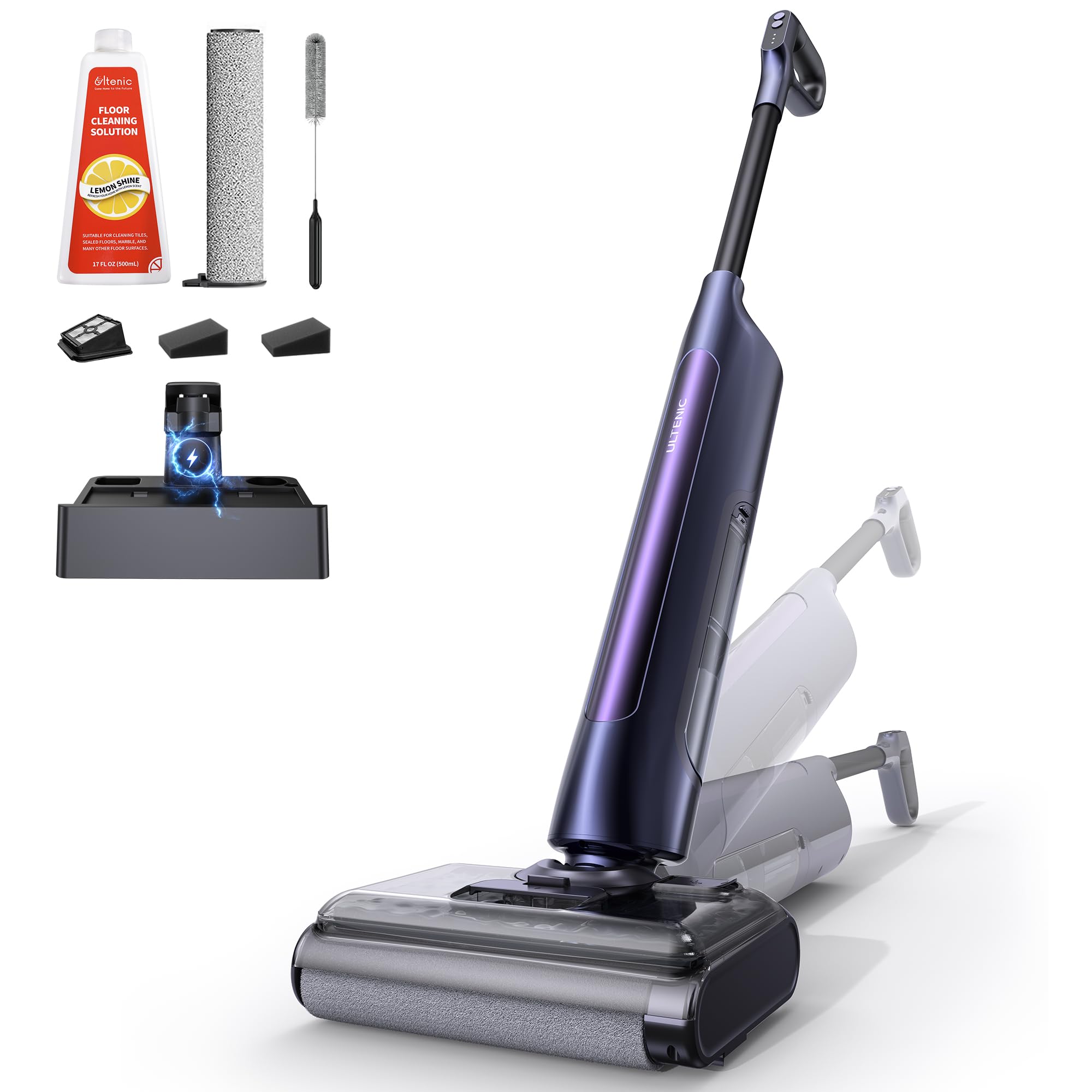 Ultenic AC1 Triflex Nass Trockensauger, 180° Lay-Flat Saugwischer Kabellos, 55 Min Laufzeit, Selbstreinigungsfunktion, ideal für Hartböden sowie Haushalte mit Haustieren und Kindern