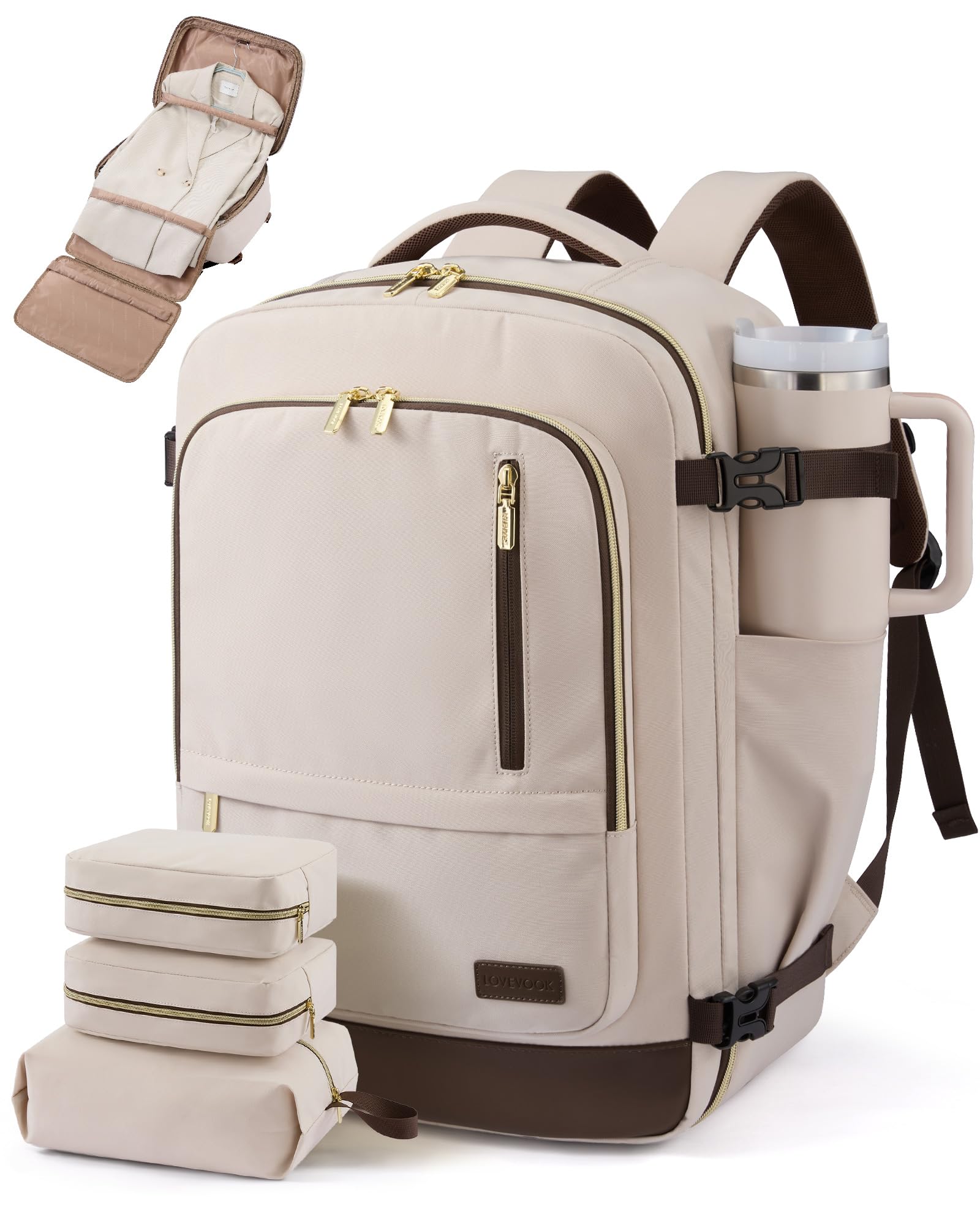 LOVEVOOK 40L Travel Backpack for Women Men with Garment Bag Airline Approved Carry on Luggage Travel Essentials with