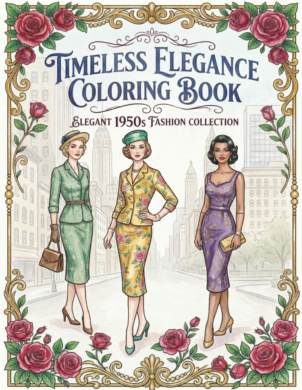 TIMELESS ELEGANCE COLORING BOOK: ELEGANT 1950s FASHION COLLECTION