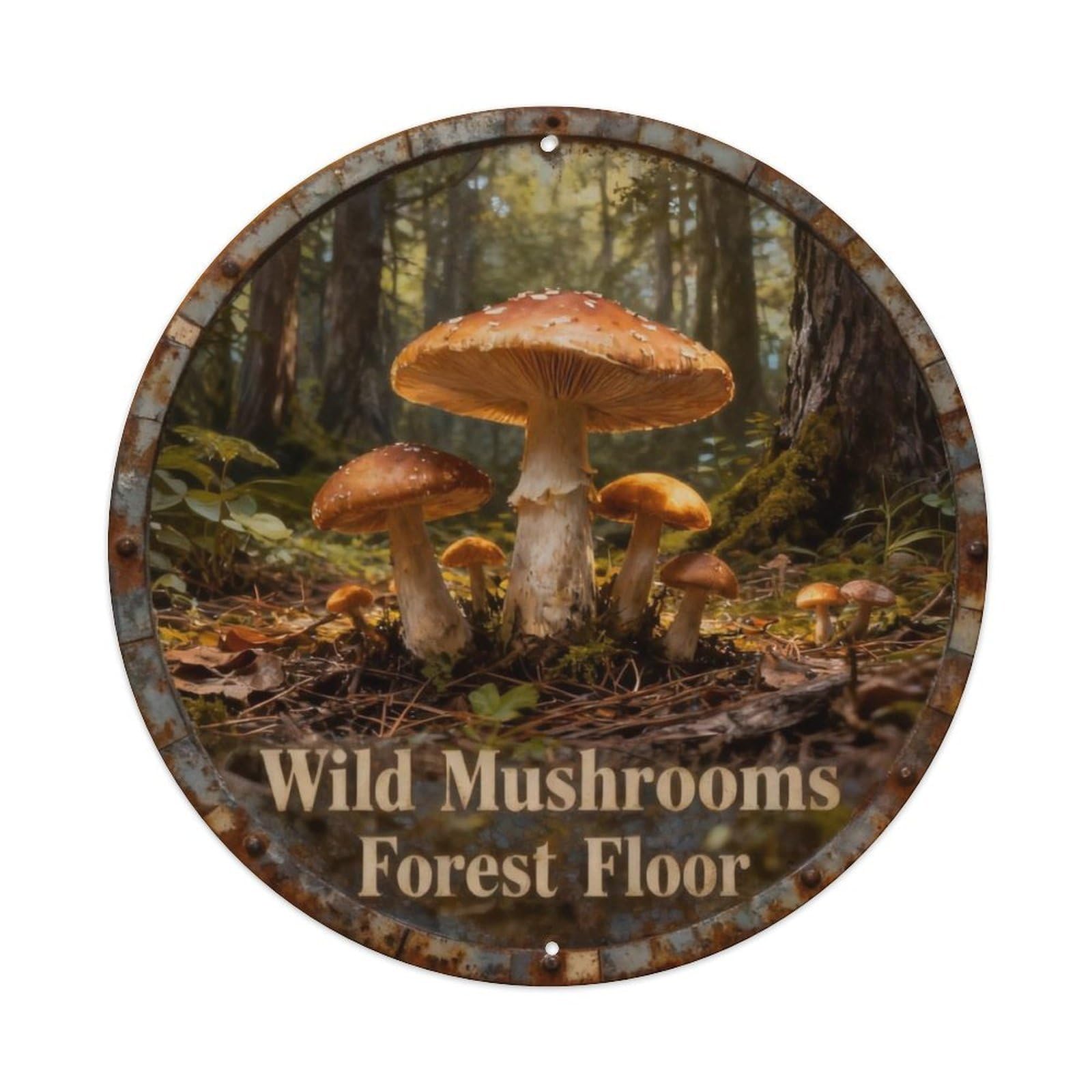 Wild Mushrooms Forest Floor Metal Tin Sign Plaque