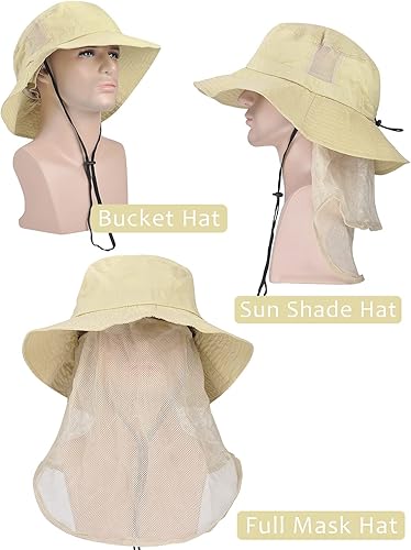 Miniatura 9 de Sombrero de sol con solapa para el cuello con ala ancha, UPF 50+ para senderismo, safari, pesca, para hombres y mujeres, perfecto para aventuras al