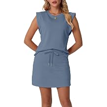 GRECERELLE 2026 Womens Summer 2 Piece Skort Set Cap Sleeve Round Neck Top & Tennis Skirt with Pockets for Athletic & Casual