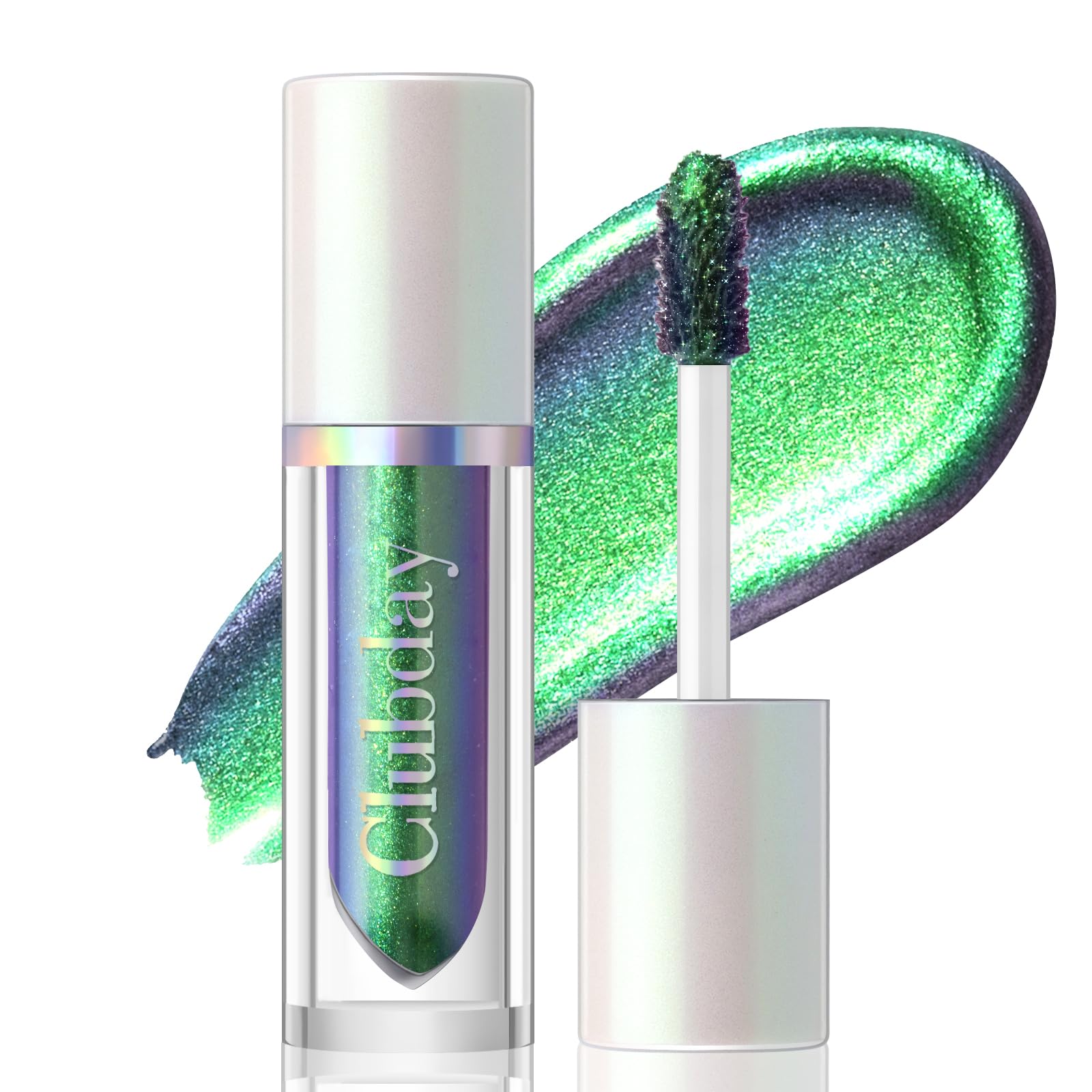 Noerrors Liquid Chameleon Eyeshadow,Metallic Green Multichrome Color Shifting Eyeshadows,Multi-Dimensional Eye Looks,Rich Color Long-lasting Holographic Glitter Makeup,Eye Topper for Party & Holiday Emerald Night Spark