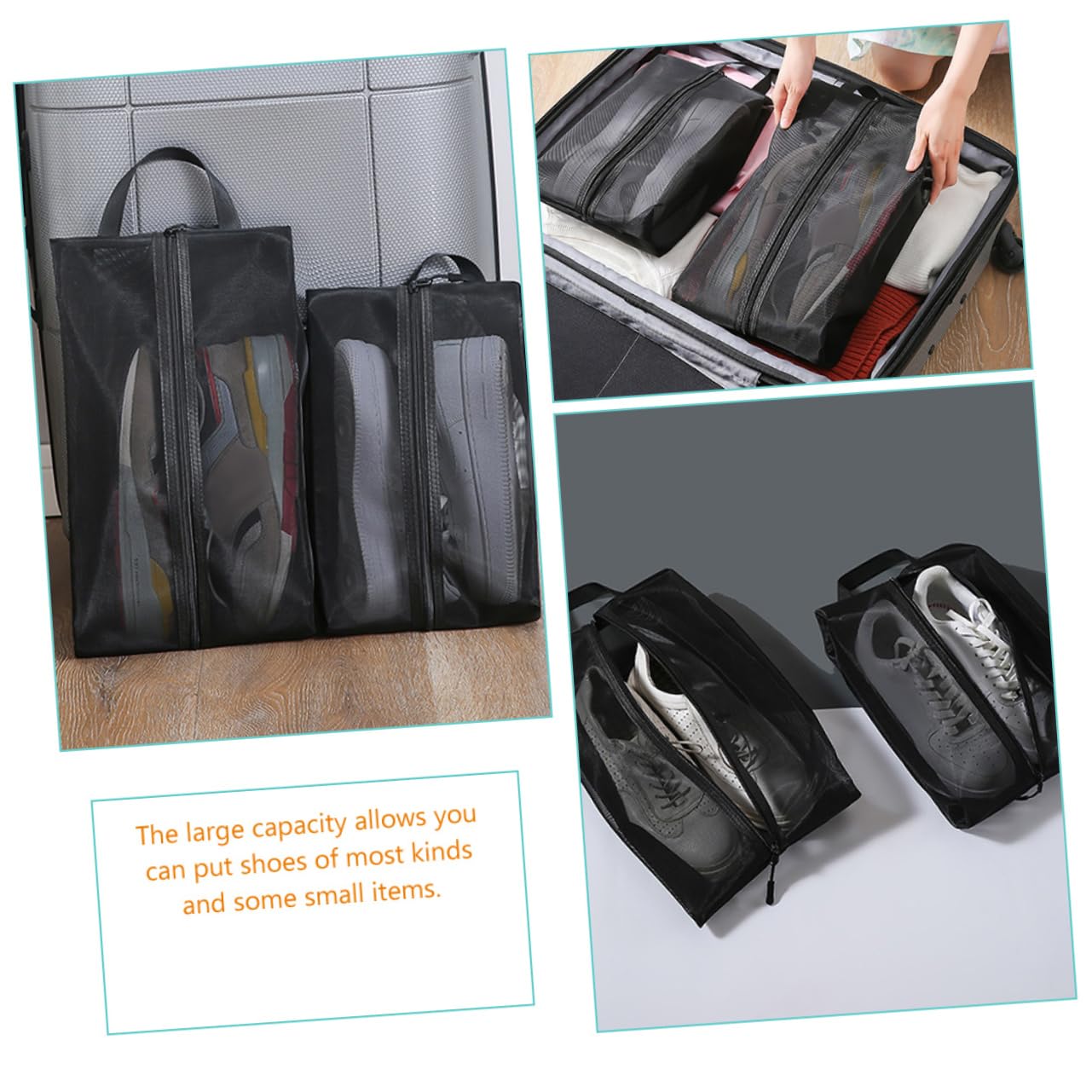 6stücke Tragbare Schuhtaschen Atmungsaktive Mesh Schuhbeutel Für Reisen Organizer Zur Aufbewahrung Von Schuhen Reiseaccessoire Für Ordentliche Gepäckorganisation