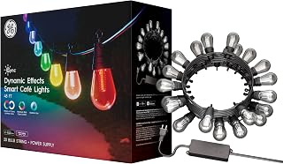 GE Cync 48ft Dynamic Effects Smart Cafe Lights - Color Changing Outdoor Patio String Lights, Alexa & Google Compatible