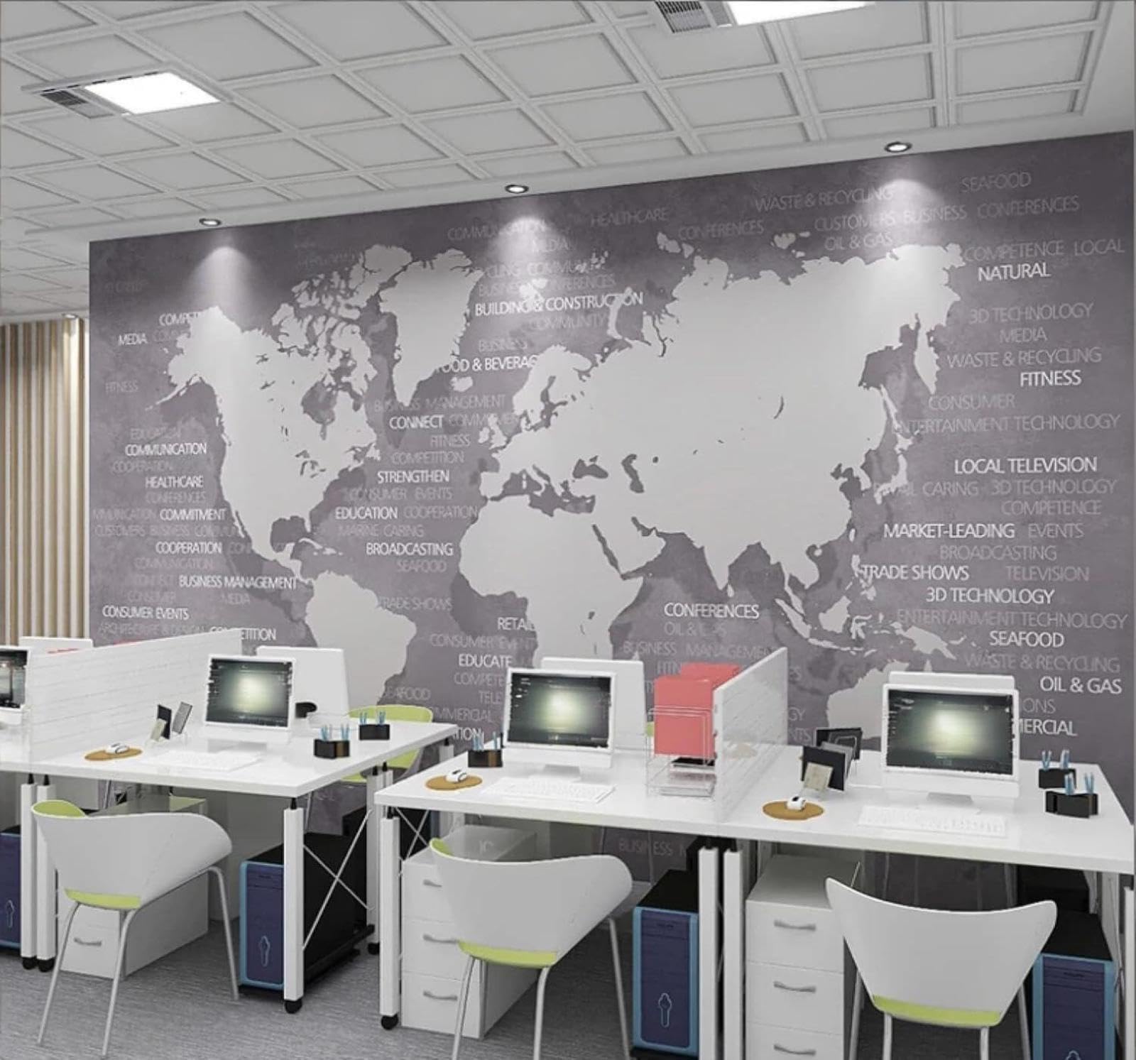 XLMING Retro Nostalgic Abstract World Map Unique 3D Wallpaper Luxury Silk Study Dining Feature Sofa Grey Bedroom Living Room Tv Decorative Wall-350cm×256cm