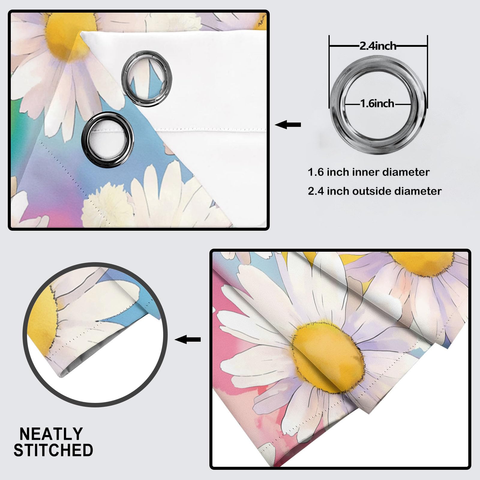 Rideau Occultant Poudre De Blush - Rideau Thermique Motif Affiche De Style Animefleurs De Rêve, Rideaux Chambre Salon Fenetre, Lot De 2 Draperies Intérieurs À Oeillets, 140Lx240H Cm