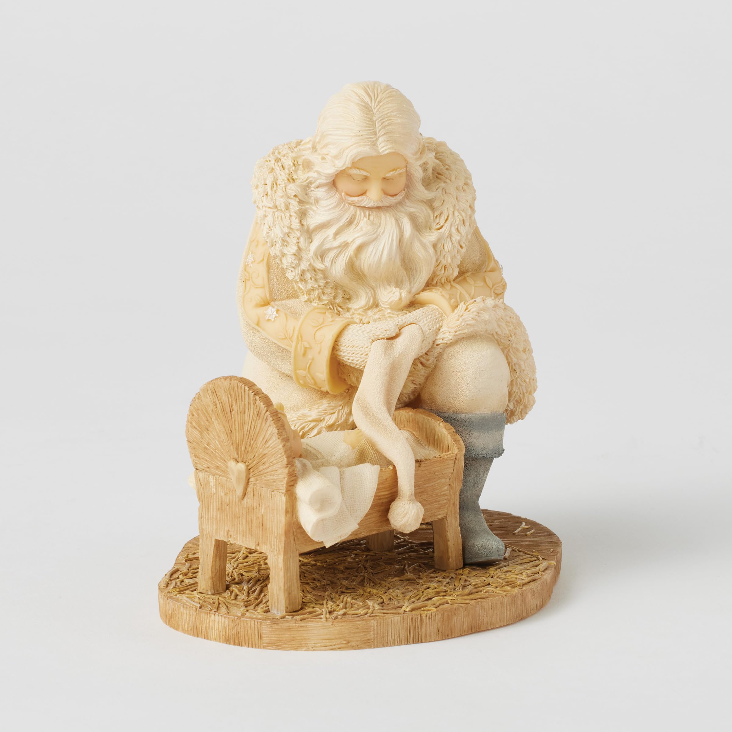 Enesco Foundations Figurine Père Noël agenouillé par bébé Jésus, 13 cm, multicolore