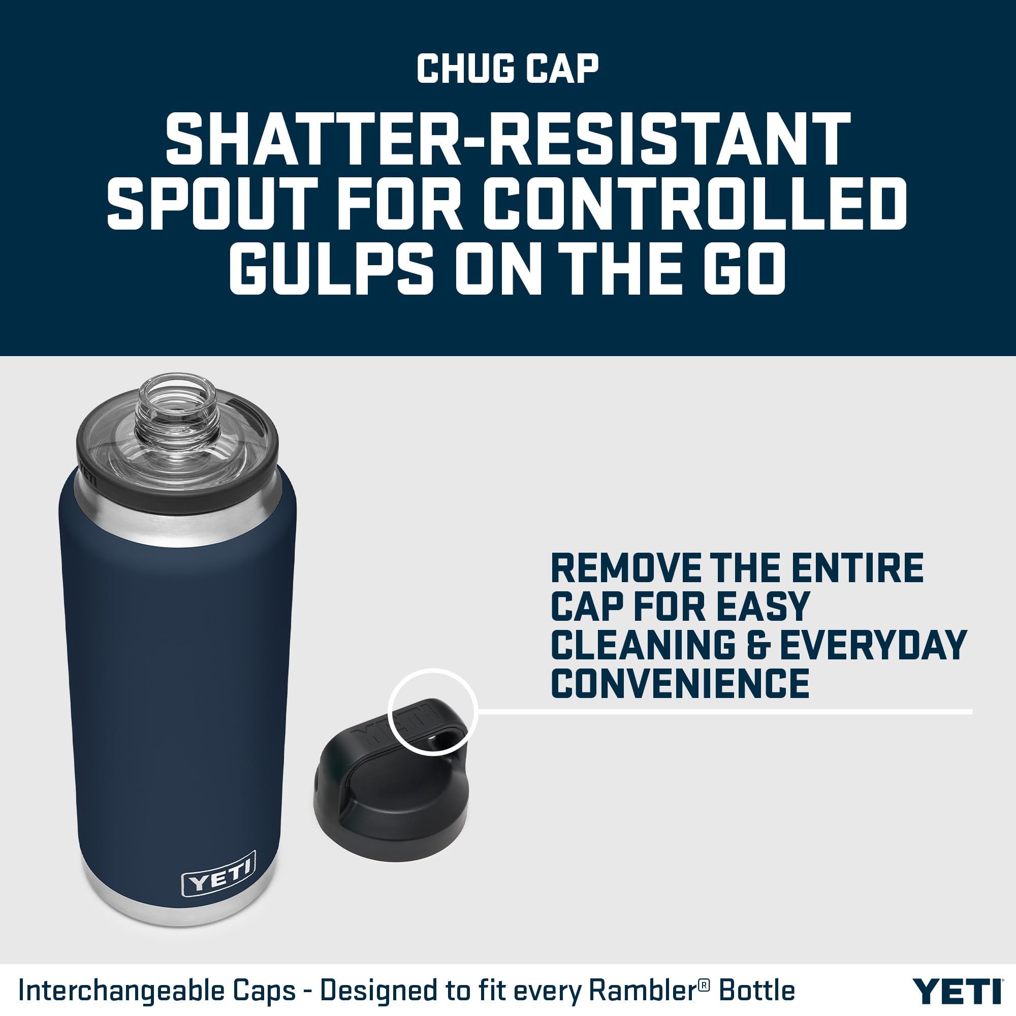 YETI Rambler Butelka Chug, izolowana próżniowo butelka ze stali nierdzewnej z nakrętką, biała, 1065 ml