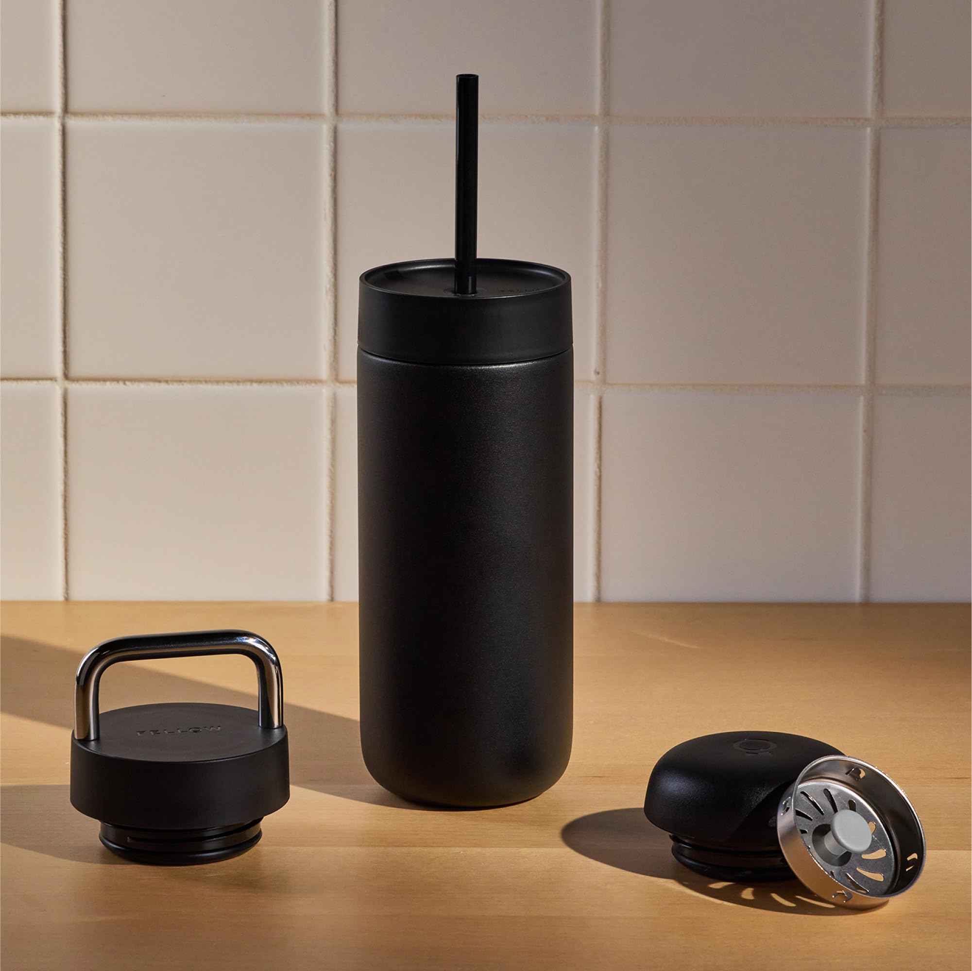 Fellow Carter thermal mug set 3 caps matte black 473 ml