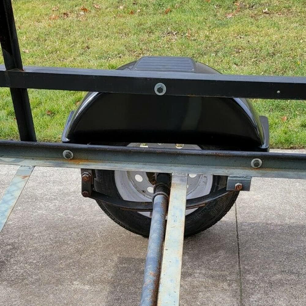 HECASA Set of 2 Single AXLE Trailer Fenders 13" Wheels Tires Plastic Fender Top Step Skirt Boat W/O Step (Black)