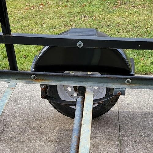 Miniatura 23 de HECASA Juego de 2 guardabarros de remolque de un solo eje, ruedas de 13 pulgadas, neumáticos de plástico, falda de escalón, barco sin escalón