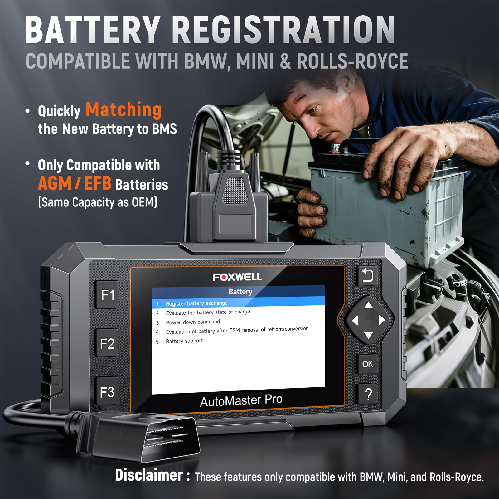 Amazon.co.jp: FOXWELL NT510 Pro 12Vバッテリーテスター付きBMW OBD2 