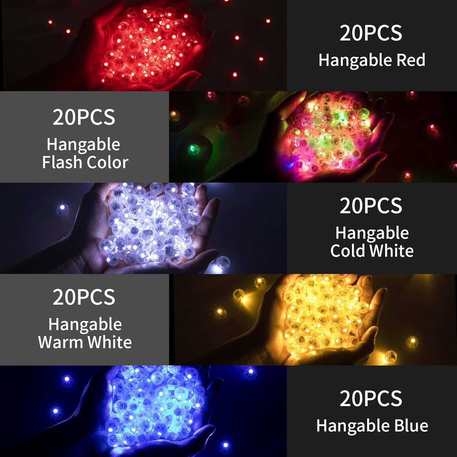 100pcs Balloon Lights Mini Led Lights Round Long Standby Time Ball Light Paper Lantern Balloons for Birthday Party Christmas Halloween Decoration (5 Mixed Colors, 100 PCS with Hook)