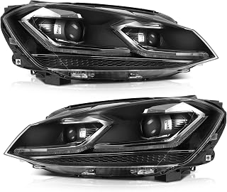 Black Housing Clear Lens Projector Headlight Assembly With LED Sequential Turn Signal Replacement Fit For Volkswagen For Golf 2012-2018 For Volkswagen For Golf Alltrack 2017-2018