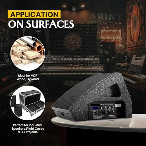 Miniatura 7 de GRANOTONE Pintura para Altavoces Negra 1 Galón Recubrimiento Texturizado para Gabinetes de Altavoces, Estuches para Transporte, Metal y Muebles