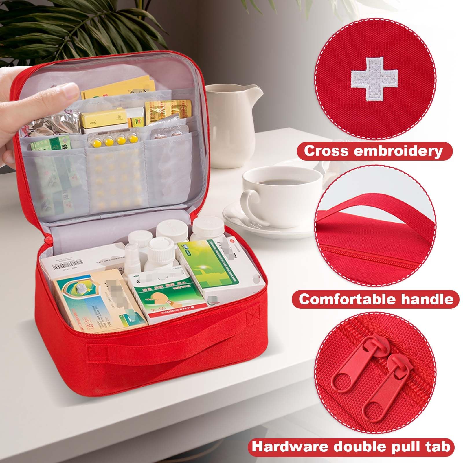Disnace Travel Medicine Bag, Portable Mini First Aid Kit, Empty First Aid kit, Medical Kits Empty Bag - Image 5