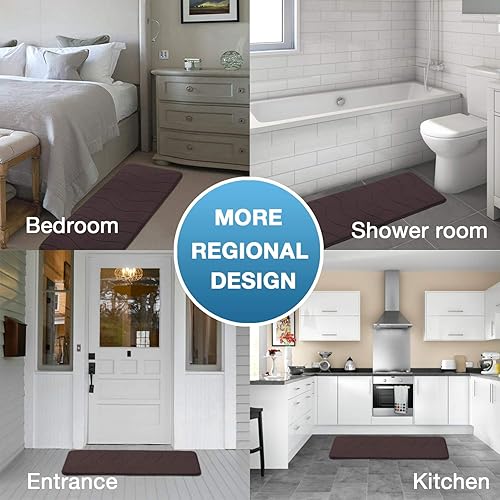 Vista 59 de Flamingo P Tapete de baño de espuma viscoelástica, extra largo, antideslizante, absorbente de agua, grueso, suave, lavable, 47 x 17 pulgadas