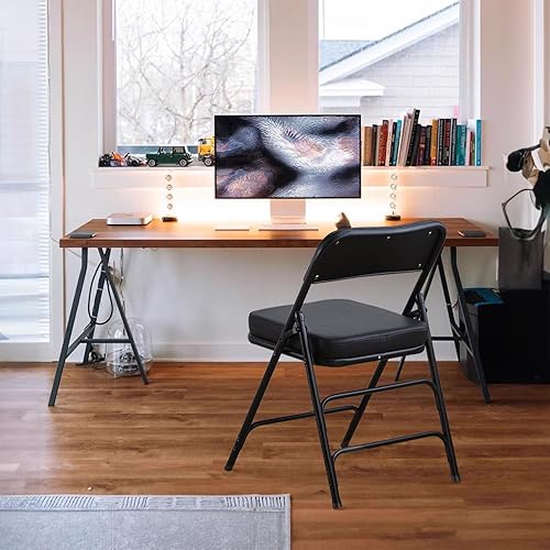 Miniatura 7 de KAIHAOWIN Juego de 2 sillas plegables de alta resistencia, acolchadas, plegables, cómodas, tapizadas, con respaldo alto y orificio para mango, para