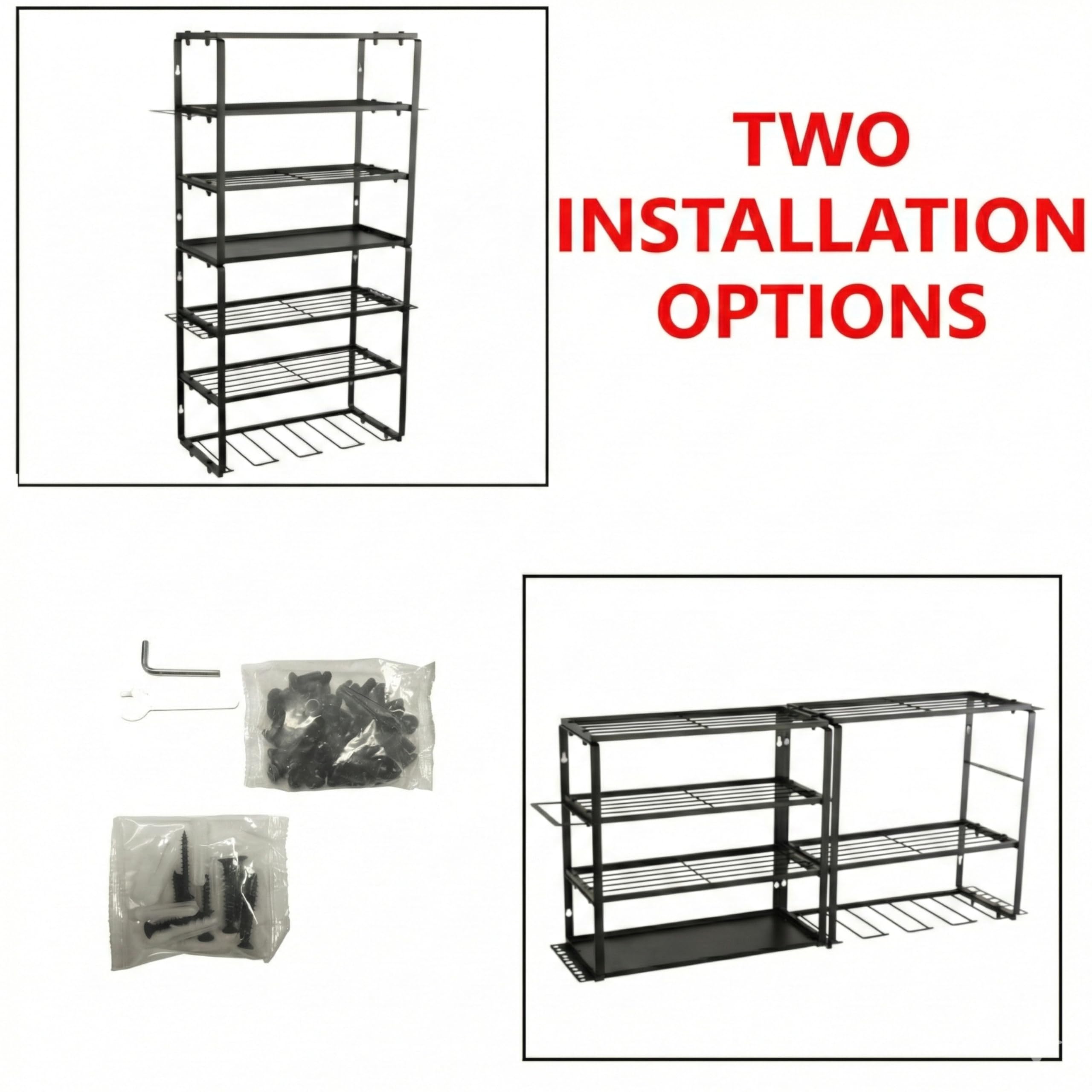 botle Scaffale in metallo da parete per utensili elettrici e utensili, organizer da officina, 86 x 43 cm, 6 ripiani, scaffale da officina per trapani, martelli, robusta organizzazione da garage