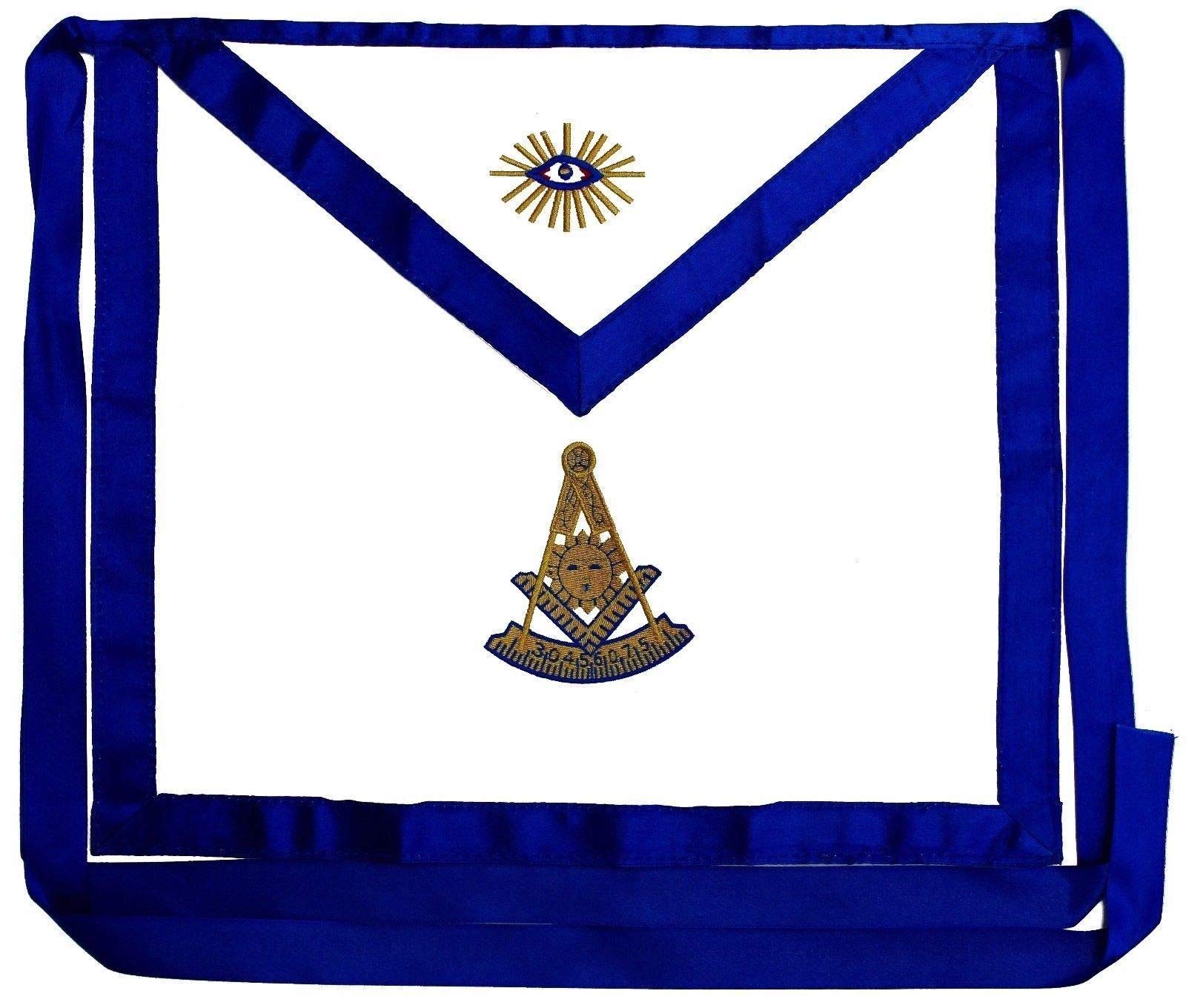 DEURA Masonic Past Master Apron EMBROIDERED Blue Lodge Fraternity DMA-1100