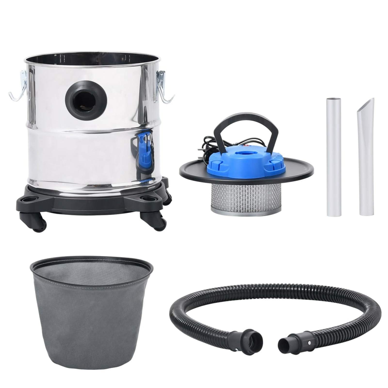 Aspiradora de Cenizas Filtro HEPA 1200 W 20 L Acero Inoxidable, Aspirador De Cenizas Calientes, Aspirador Cenizas Chimenea Leña, Aspirador De Cenizas Chimenea