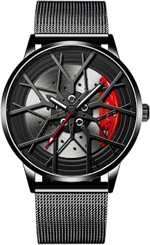 Men Creative Watch, Men Custom Design Waterproof Sport Wrist Watch Men 3D Car Wheel Quartz Wrist Watch K