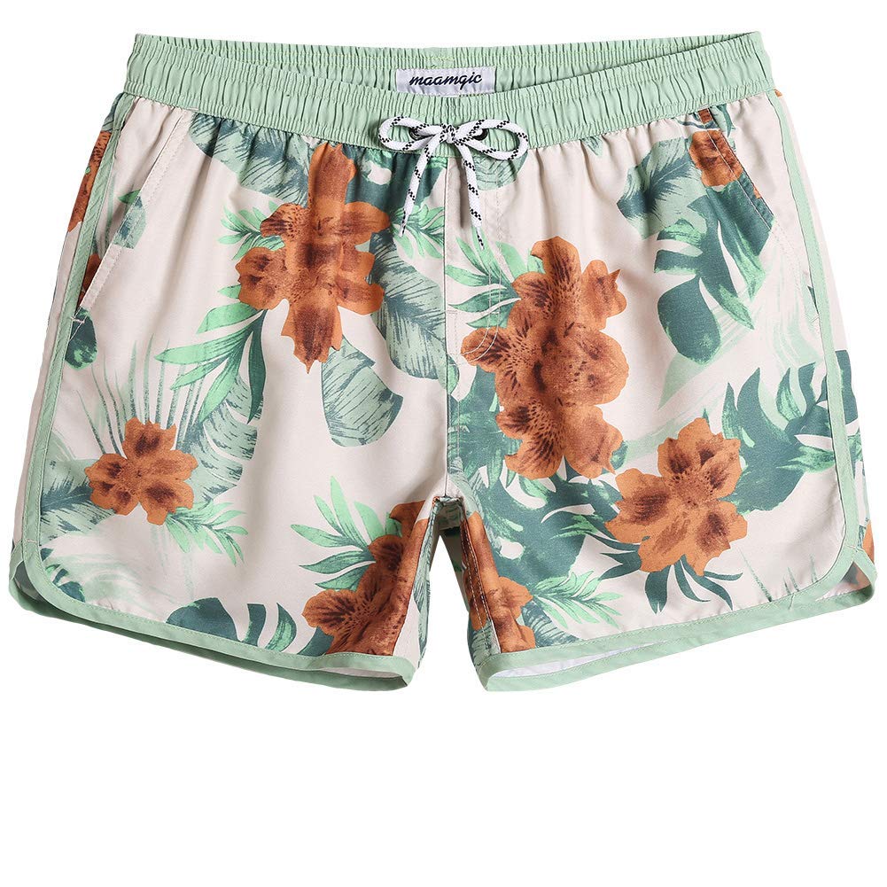 maamgic Mens Boys Short 80s 90s Vintage Swim Trunks with Mesh Lining Quick Dry Swim Suits Board Shorts