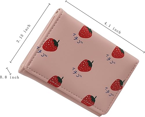 Miniatura 2 de Cartera pequeña y bonita para mujeres y adolescentes cartera de cuero Kawaii Stawberry regalos para hija hermana y amigas rosado Pink Strawberry