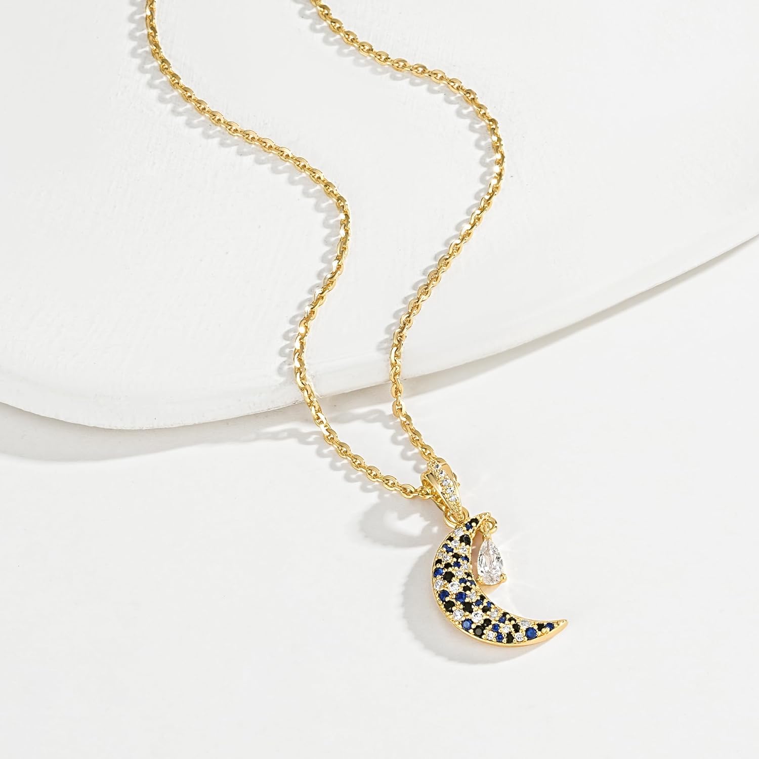 MTMY Gold Moon Pendant Necklace for Women,14K Gold Plated Dainty Chain Crescent Moon Sun Star Necklace Jewelry - Image 7