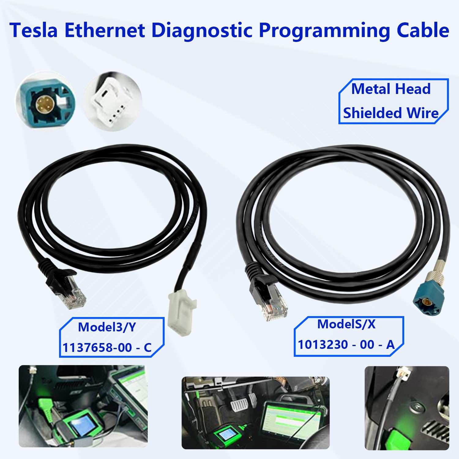 ZKTOOL 59" Cable de Servicio de Diagnóstico, Compatible con Tesla Model S 3 X Y - Soporte de Reparación OBD, Reemplazo para 1137658-00-C, 1013230-00-A