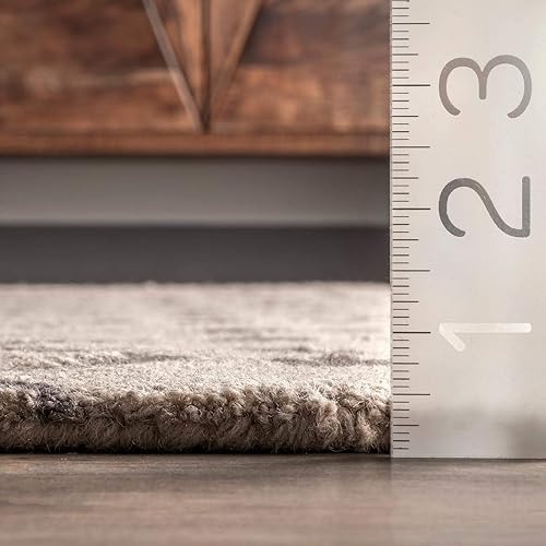 Miniatura 2 de nuLOOM Ismeny - Alfombra moderna de lana enrejada, 4 x 6 pies, color beige